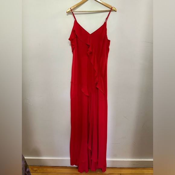 Parker Black Silk Emilia Maxi Dress Size 12 Red - Picture 1 of 16